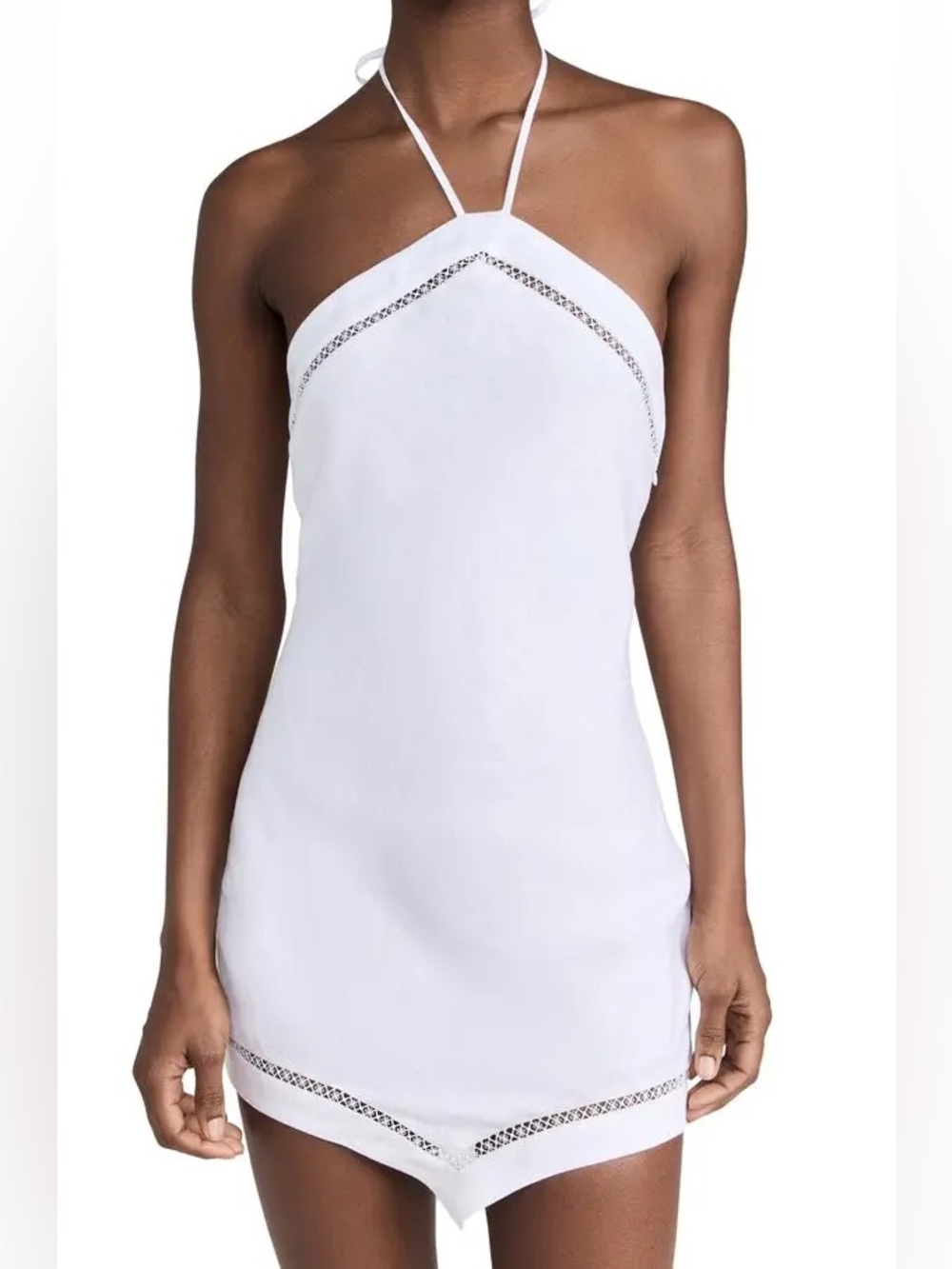 Staud Megan Linen Mini Dress in White 12